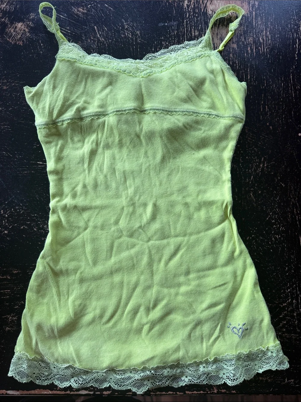 Justice Lime Green Lace Trim Tank Top
